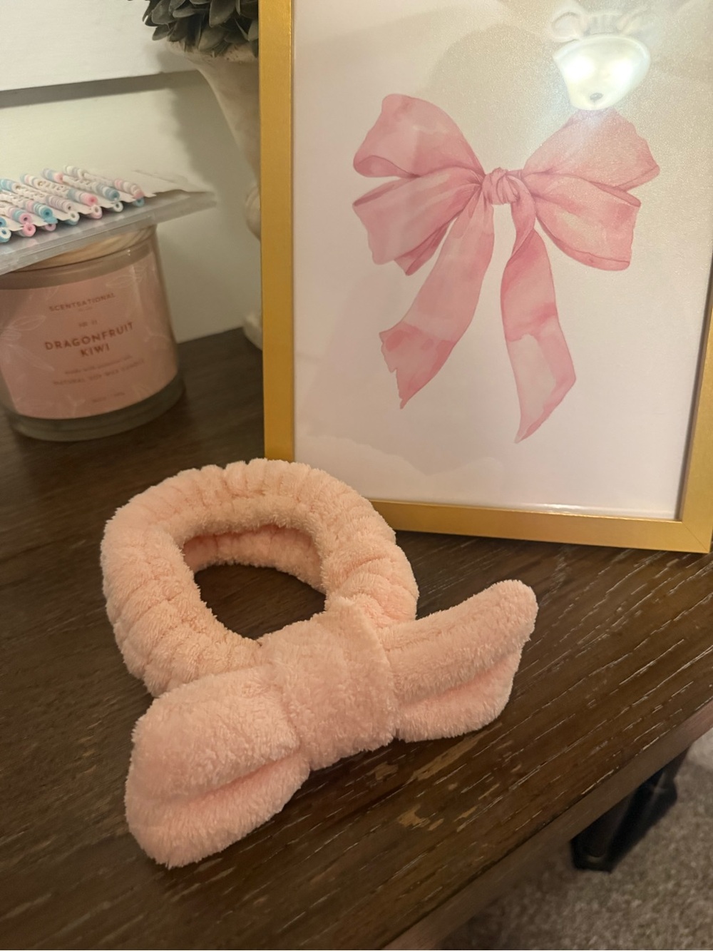 Plush Bow headband - Pink